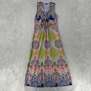 Sunny‎ Leigh Maxi Dress Womens LARGE Colorful Sleeveless Stretchy Long